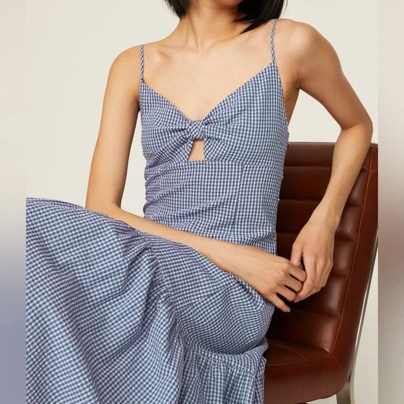Rails Maeve Dress Navy Lilac Gingham Sundress | M - Picture 9 of 12